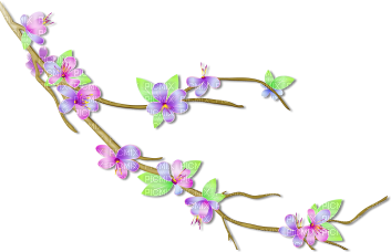 soave deco branch flowers spring purple green - png gratuito