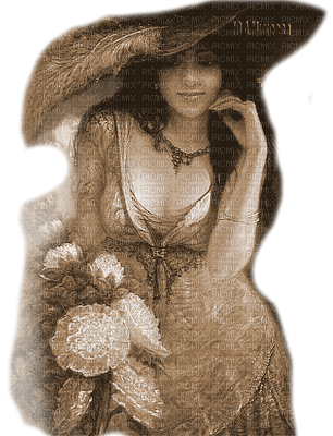 Y.A.M._Vintage Lady woman hat  Sepia - безплатен png