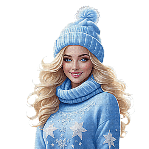 winter woman blue milla1959 - Бесплатный анимированный гифка