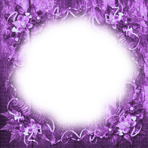 Flowers.Frame.Purple - By KittyKatLuv65 - Free PNG