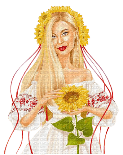 Woman Sunflower Summer - Bogusia - ücretsiz png