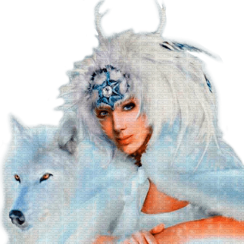 fantasy woman with wolf by nataliplus - ücretsiz png