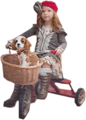 Kaz_Creations Baby Enfant Child Girl Dog Pup Bicycle Bike - gratis png