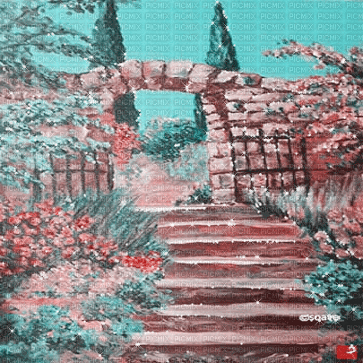 soave background animated spring  pink teal - GIF animé gratuit