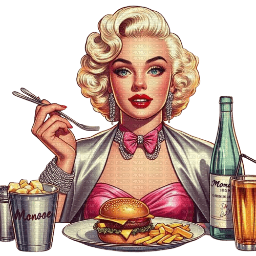 marilyn burger fries eat pink - δωρεάν png