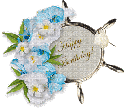 Happy Birthday Flower Deco - Free animated GIF