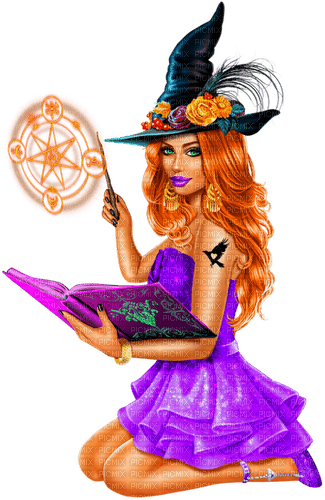 Woman.Witch.Magic.Halloween.Purple - besplatni png