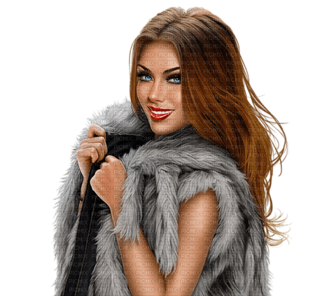 Woman. Fur coat. Leila - png gratis
