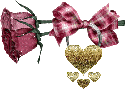 rose avec nœud et coeur - GIF animado grátis