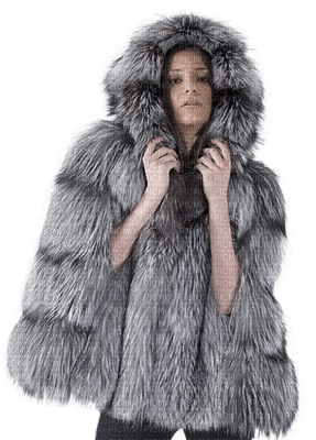 woman in fur bp - png ฟรี