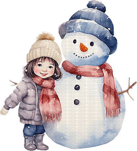 sm3 winter child snowman blue cute image png - фрее пнг