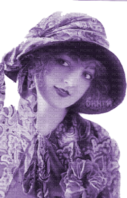 Y.A.M._Vintage Lady woman hat purple - PNG gratuit