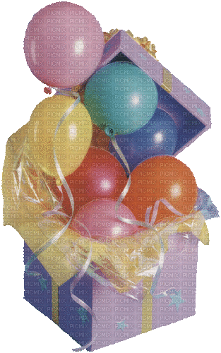 Ballons, Box - Free animated GIF