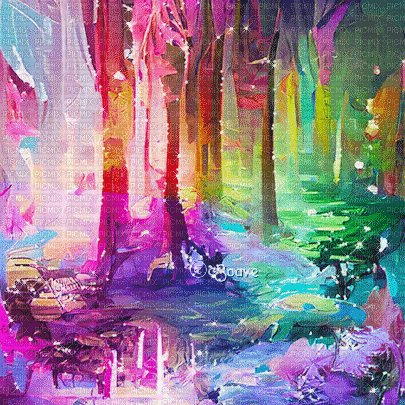 soave background animated fantasy forest painting - Δωρεάν κινούμενο GIF