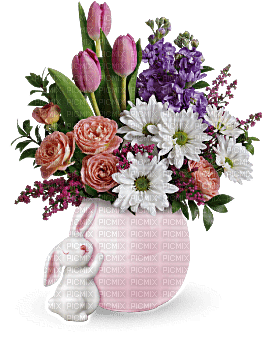 Kaz_Creations Deco Flowers Basket Colours Bunny Easter - PNG gratuit