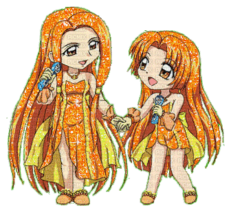 Mermaid melody orange glitter chibi - Бесплатни анимирани ГИФ