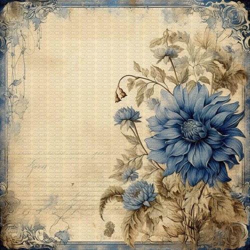 Vintage.Blue Flowers.Fleurs.Victoriabea - ücretsiz png