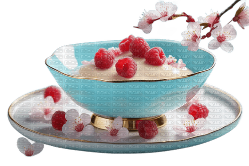 Vanilla Cream with Raspberries - Free PNG