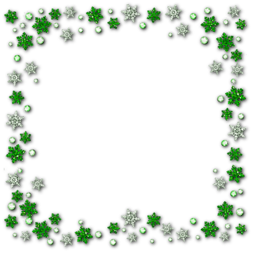 Snowflakes.Gems.Jewels.Frame.Green - KittyKatLuv65 - bezmaksas png