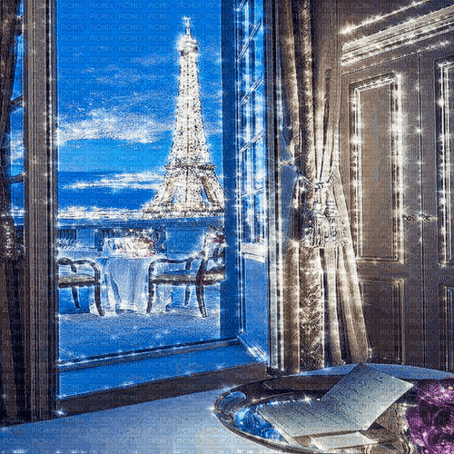 paris room animated blue glitter - Free animated GIF