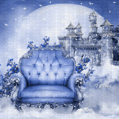 soave background animated fantasy castle sofa blue - Nemokamas animacinis gif