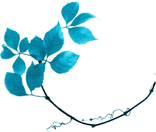 kikkapink deco scrap branch leaf blue - PNG gratuit