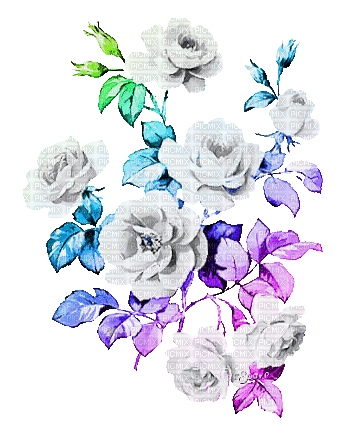 soave deco flowers animated rose vintage branch - 免费动画 GIF