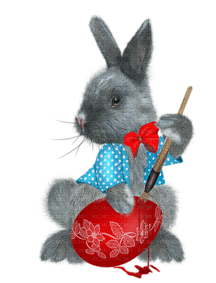 easter bunny painting egg pâques lapin peinture oeuf - 無料png