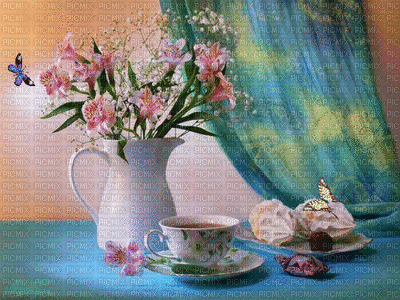 MMarcia gif flores e borboletas fundo - 免费动画 GIF