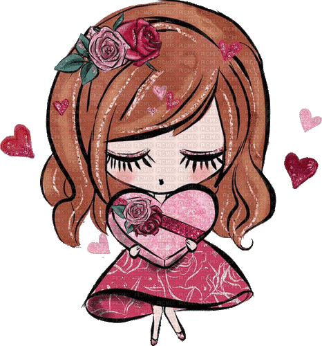 girl heart Valentine - Бесплатни анимирани ГИФ