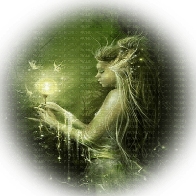 femme fantaisie vert woman green fantasy - gratis png