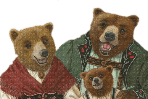 Bärenfamilie, Trachtenkleidung - png gratis