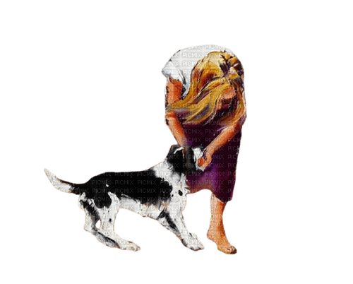 loly33 femme chien aquare - PNG gratuit