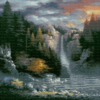 fondo  paisage montaña cascada gif  dubravka4 - GIF animado grátis