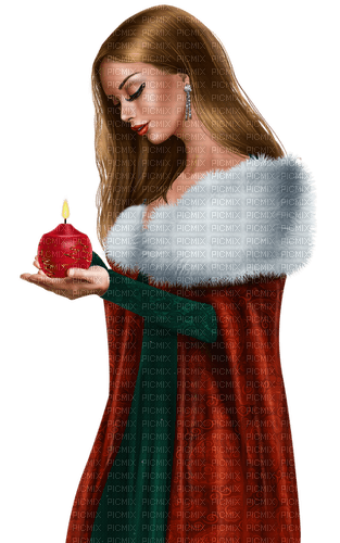 Woman with a candle. Red cloak. Leila - bezmaksas png
