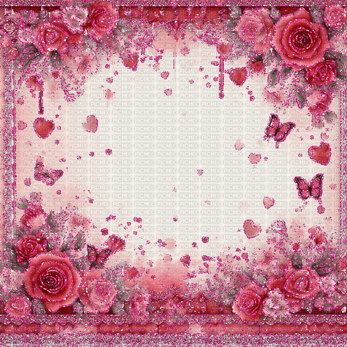 pink animated roses hearts background - GIF animasi gratis