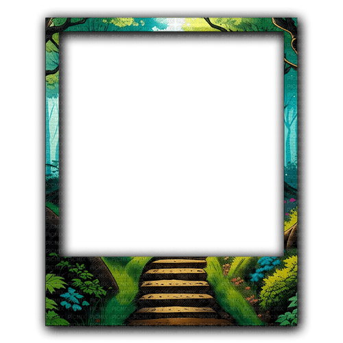 ♡§m3§♡ vintage frame jungle forest green - 無料png