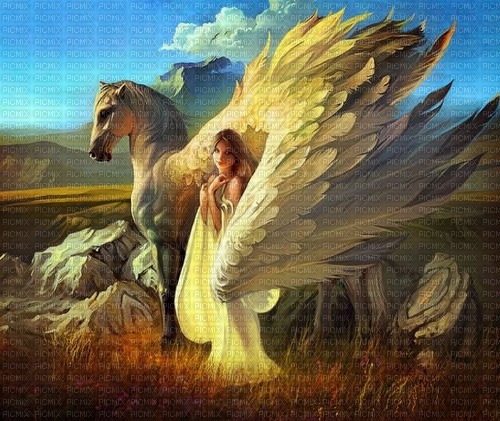 angel with pegasus - besplatni png