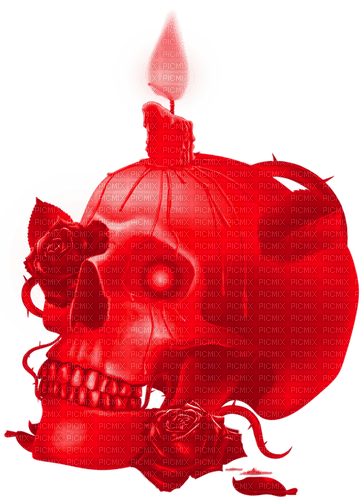 Skull.Candle.Roses.Red - ücretsiz png