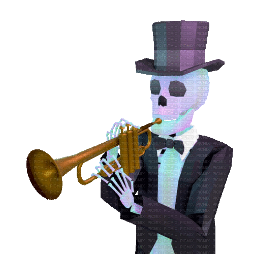 Skeleton Playing Trumpet - Darmowy animowany GIF