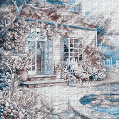 soave background animated vintage house garden - Ilmainen animoitu GIF
