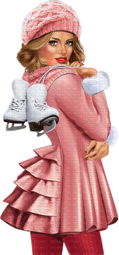 Winter. Woman with skates. Leila - 免费PNG