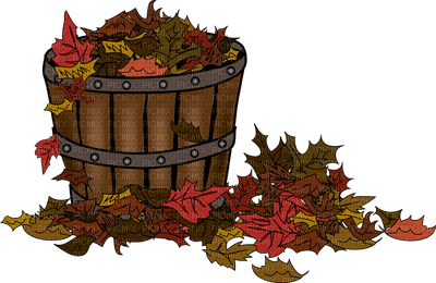 autumn basket leaves deco automne panier feuilles - 免费PNG