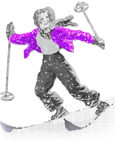 soave woman vintage winter christmas ski sport - фрее пнг