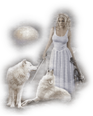 woman with wolf bp - zdarma png