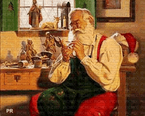 Weihnachtsmann, Werkstatt, Vintage - GIF animasi gratis