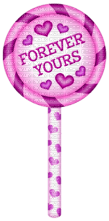 Lollipop.Hearts.Text.Forever Yours.Purple.Pink - Free PNG