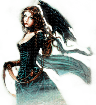 Y.A.M._Gothic woman raven - gratis png