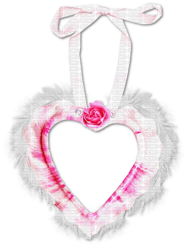 Candy.Heart.Frame.Rose.Bow.Pink.White - 免费PNG