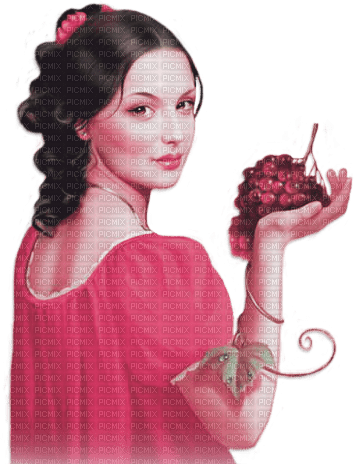 soave woman  autumn vintage grapes pink green - 無料png